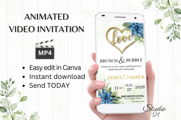 Christmas Wedding Brunch Invite W9210: Your Festive Digital Solution