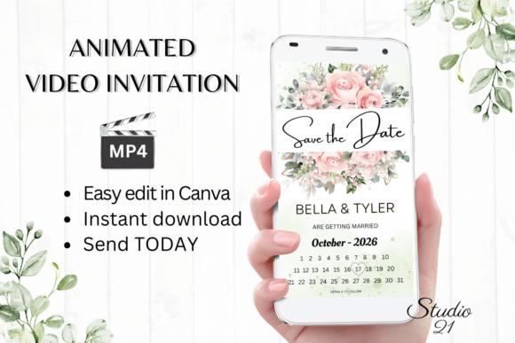 Designing Digital Moments with Pink Roses Save the Date