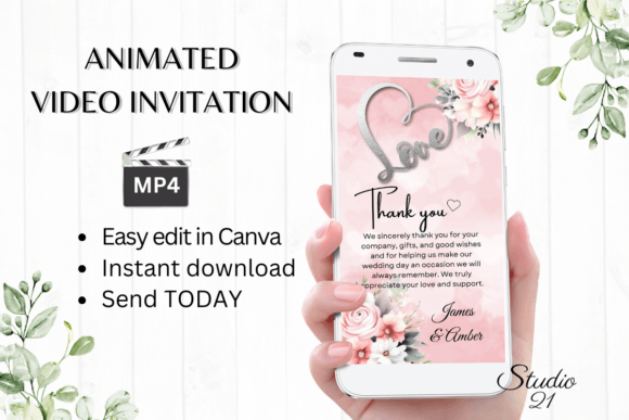 Elegant Pink Roses Wedding Thank You W9271TU Font Guide