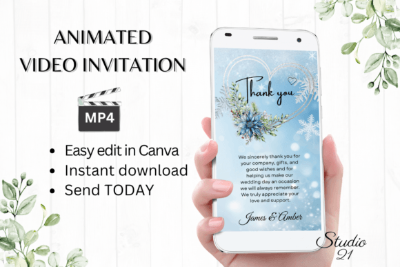 Elegant Winter Wedding Thank You W9258TU Design
