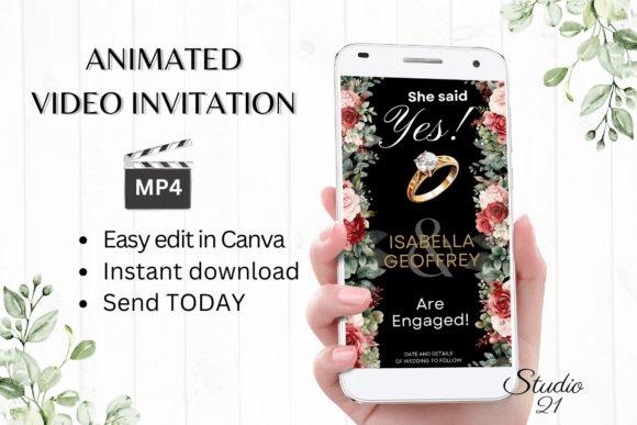 Red Roses Engagement Announcement W1445B: A Digital Invitation Guide