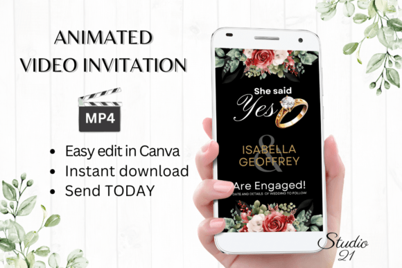 Red Roses Engagement Announcement W1449B