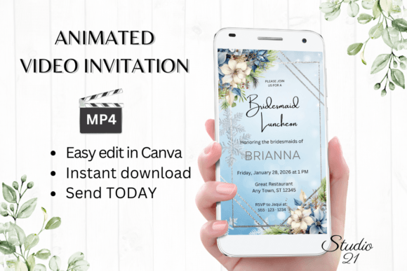 Winter Bridesmaid Luncheon W4254BL: A Digital Invite Template