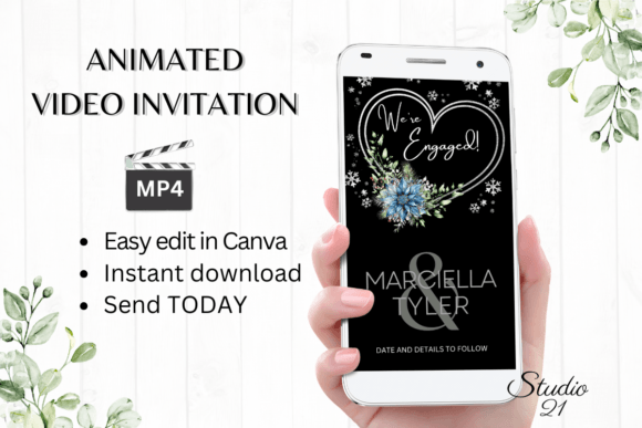 Winter Engagement Announcement W1259B: A Festive Digital Invitation