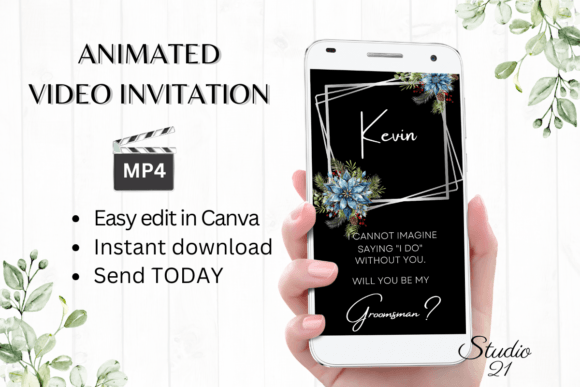 Winter Groomsman Proposal W3253GM: A Modern Script for Bold Invitations
