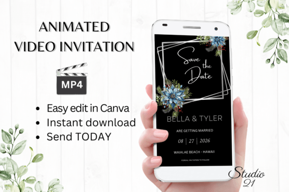 Winter Save the Date Announcement W2253: Your Digital Invitation Solution