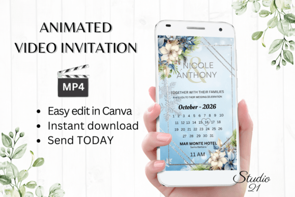 Winter Wedding Invitation W8254B: A Digital Template Guide