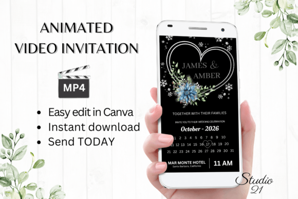 Winter Wedding Invitation W8259B: A Digital Template Guide