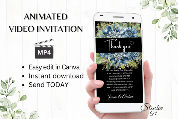 Winter Wedding Thank You W9257TU: A Digital Invitation Template